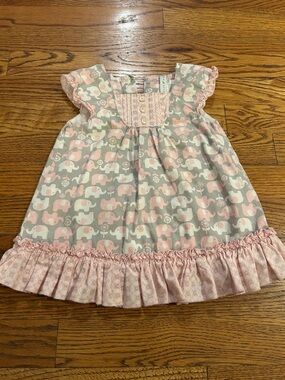 Maggie & Zoe Pink and Gray Elephant Print Ruffle Dress